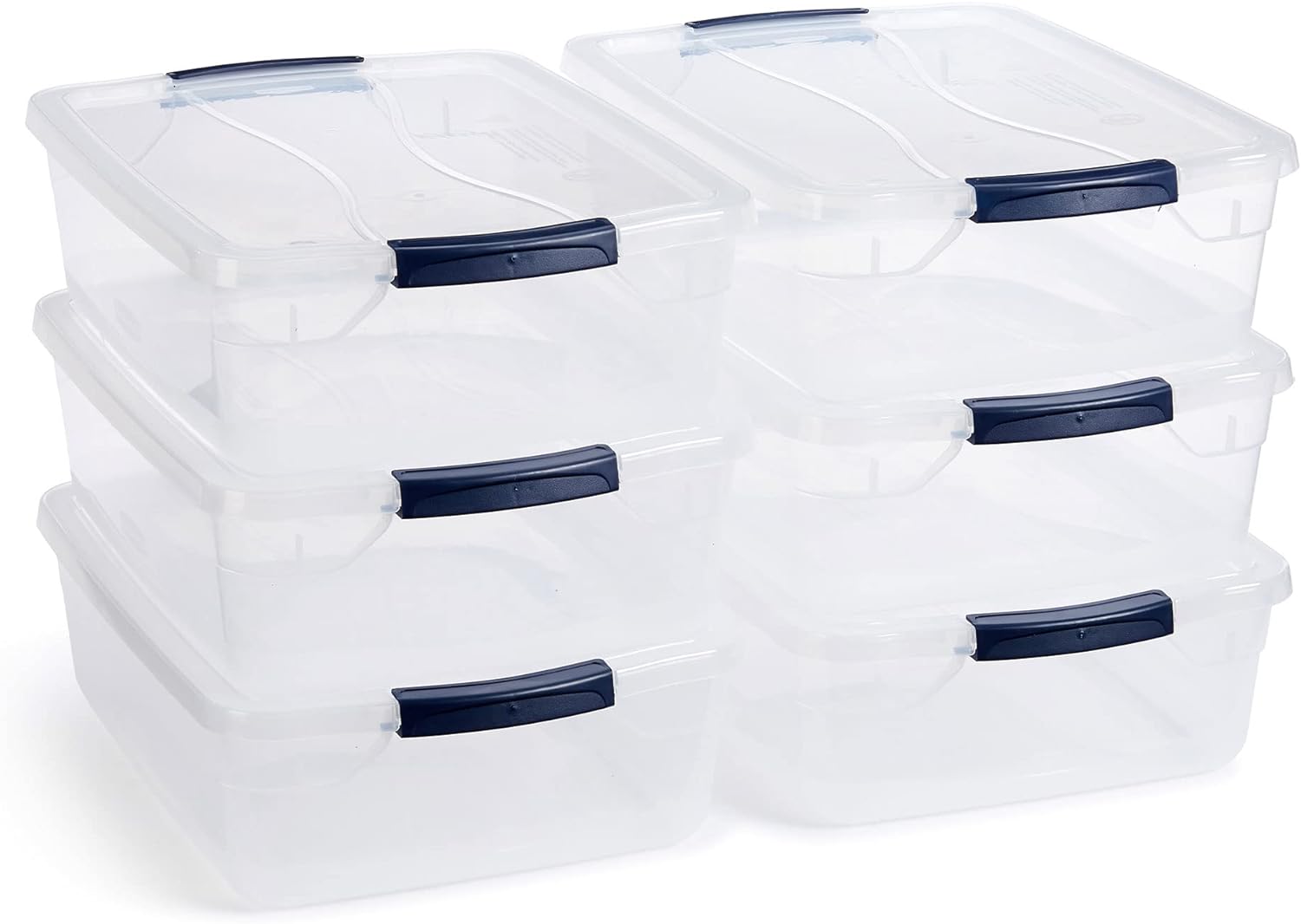 Rubbermaid Cleverstore 17 Qt Clear Storage Bins with Lids. 6-Pack. Stackable. BPA-Free. Made in USA