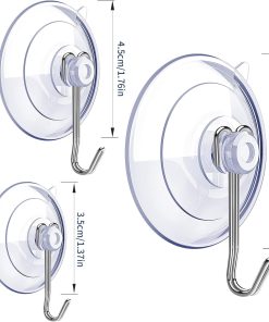 Alternative view of Suction Cup Hooks.6 PCS Clear Suction Cup for Glass Window Decor Shower Bathroom Glass Window Shower Kitchen. Reusable PVC Cups with Removable Stainless Hooks. Assorted (6)