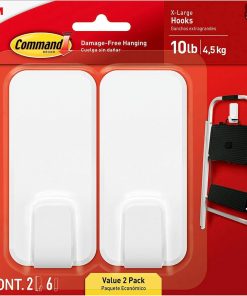 Command 10 lb XL Heavyweight Hook. 2 Wall Hooks and 6 Strips. Damage-Free Hanging with Adhesive. Heavy Duty Hanging Great for Back to School Dorm Organizers